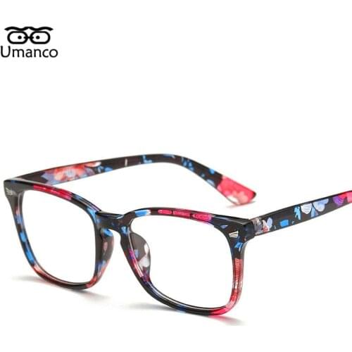 Umanco 2021 New Nine Styles Colorful Oversized Plain Glasses For Women Men Literary Retro Clear Street Accessories Gifts