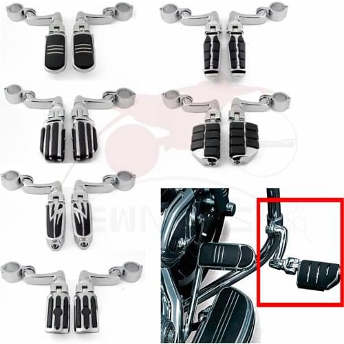 Motorcycle Foot Controls Highway Pegs Footpegs Clamps 1-1/4" 32MM Engine Guard Bar Highway Frame For Harley Honda