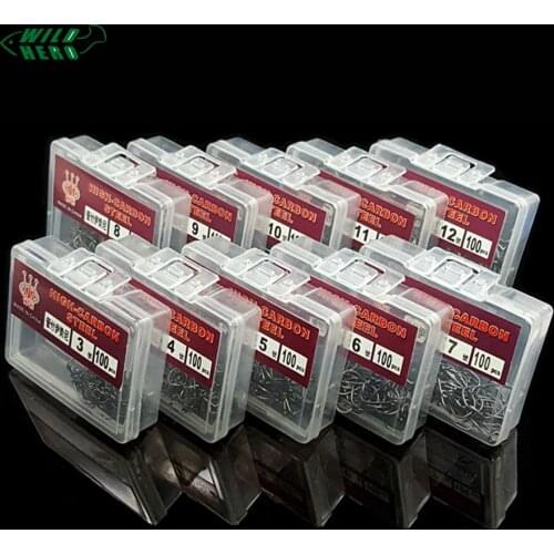 Wildhero 100pcs Fish/Treble/Catfish/Circle Hooks For Soft Lure Sea High Carbon Steel Stainless Fishhooks Barbed Carp Fishing