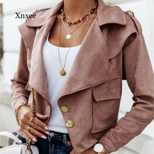 2021 Winter Womens Solid Color Single-Breasted Womens Jacket Lapel Slim Short Coat Streetwear Womens Casual Jacket Top