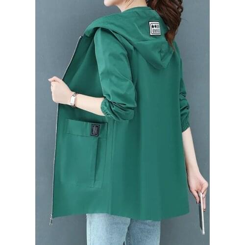 New Women Jacket 2021 Autumn Hooded Thin Coat Causal Windbreaker Female Zipper Lightweight Jacket Outwear Plus Size 4XL