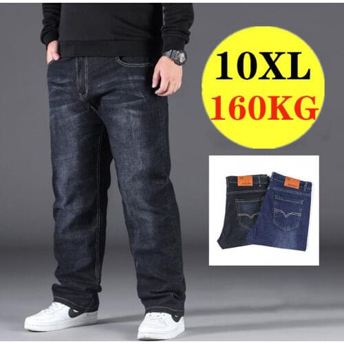 Oversize Jeans Men Loose Trousers Breathable Straight Plus Fat Pants Mens Clothing Streetwear Trend Brand Casual Fat Jeans 10XL