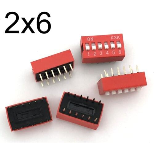 10PCS/Lot Slide Type Switch Dip Switch Red 2.54mm Pitch Toggle Switch 2p 3p 4p 6p 10p DIY electronics Kit