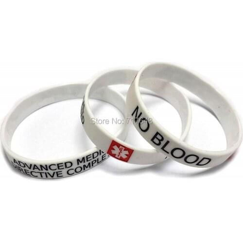 100pcs NO BLOOD transfusions Medical Alert Advanced wristband silicone bracelets free shipping by epacket A