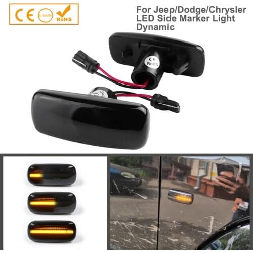 2x Dynamic LED Side Marker Lights Turn Signal Lamp Car Accessories For Jeep Compass Dodge Caravan Chrysler 200 300 Lancia Flavia