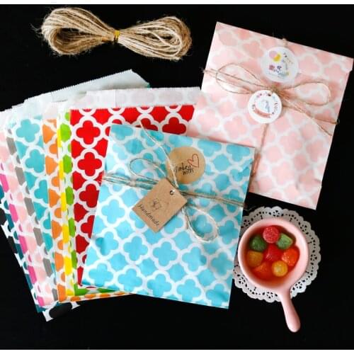 25pcs Flat Kraft Party Favor Paper Bags Chevron Striped Dots Paper Craft Bag for Wedding Favor Candy Gift Bags Party Supplies
