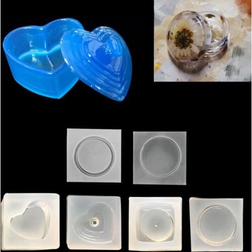 3 Shapes Containers with Lid Silicone Resin Mold Jewelry Box Pen Holder Mold Coaster Flower Pot Ashtray Resin Molds Kit