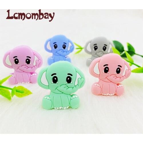 50pc Silicone Elephant Beads Newborn Teether Products Cartoon Teething Beads DIY Pacifier Chain Baby Oral Care Toy