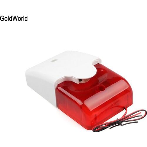 9-12V Mini Indoor Wired Siren with Red light Siren Flash Sound Home Security Alarm Strobe System 110dB Hot Sale