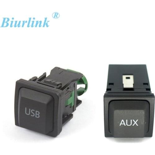 Biurlink AUX USB Switch Button Adapter External Audio AUX USB Port Conector For Volkswagen