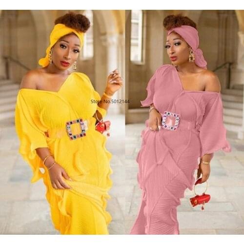 6 Colors African Dresses for Women Pleat Africa Dress African Clothes Fashion Long Maxi Evening Party Dress Robe Africaine Femme