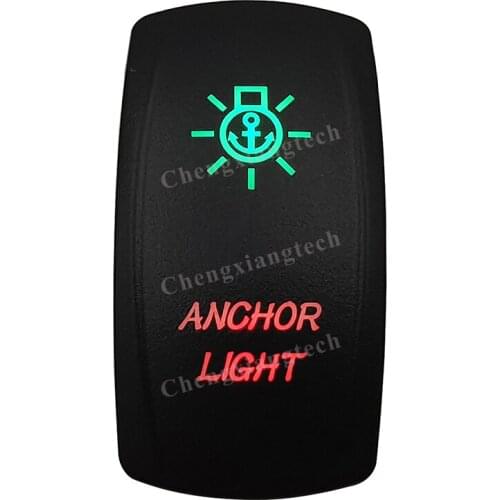 Laser - ANCHOR LIGHT - Car Boat Green & Red Led On Off Rocker Switch Waterproof, Overload Protection, SPST, Truck Marine Caravan