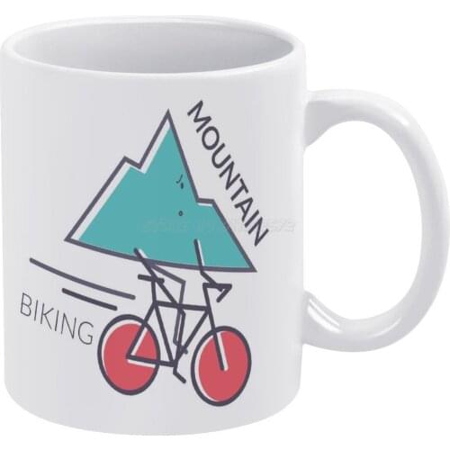 Mountain Biking White Mug New Good Quality Print Mug 11 Oz Coffee Cup Bike Bicycle Sports Mountain Bike Mountain Bike Trendy Fu