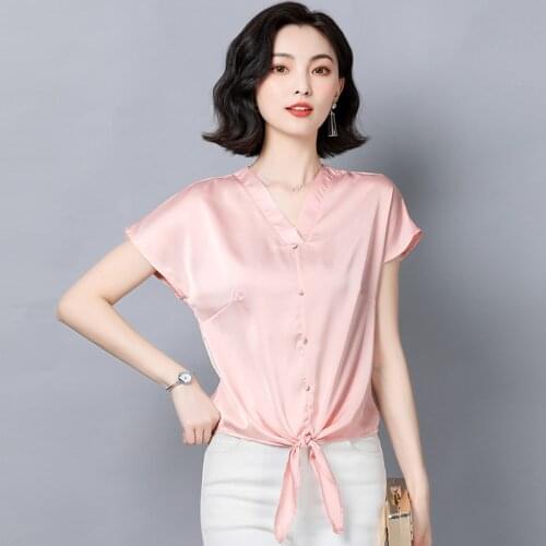 COIGARSAM Fashion Short Sleeve blouse women New Summer Loose blusas womens tops and blouses Orange Pink Red Green 2061