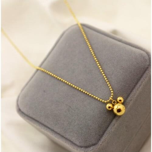Titanium Beads Chains Mouse Charms Necklace Women Stainless Steel Jewelry Designer T Show Runway Gown Rare Glam Japan Ins