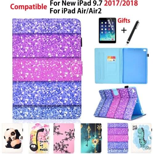 Case For Apple iPad 9.7" 6th Generation 2018 2017 A1893 A1954 Cover For iPad Air 1 2 Funda Cute Cartoon Flip Shell +Stylus+film