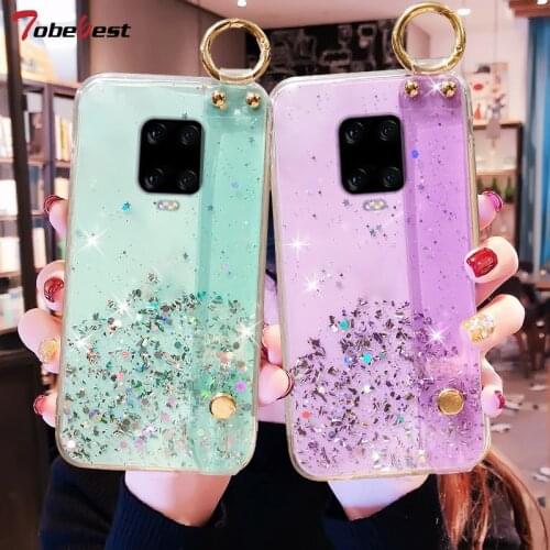 Wrist Strap Hand bracket Glitter Case For Redmi Note 9 9S 8 8T 7 6 5 Pro 4 4X 5 9A 9C 8A 7A 6A 5A 10X Wristband Silicone Cover