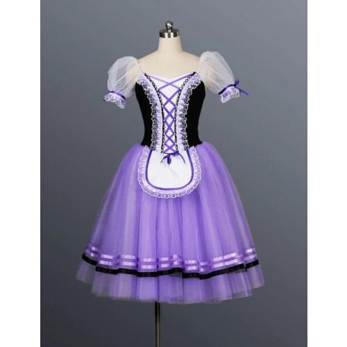 Long ballet dress Professional peasant ballets Giselle Romantic Tutu purple Peasant Pas de Deux La Fille Mal Gardee