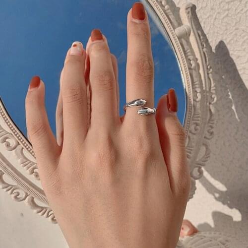 Geometric Open Couple Rings For Women Adjustable Hands Embracing Knuckle Design New Simple Korean Fashion Lady Jewelry BOYULIGE