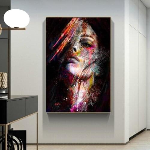 Graffiti Abstract Girl Art Canvas Painting on The Wall Poster and Printed African Street Art Nordic Painter Wall Decoration