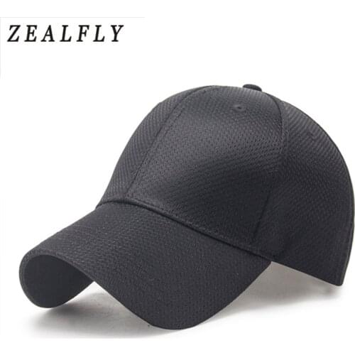 Summer Black Men Women Snapback Cap Sun Hat Visor Hip-Hop Bone Breathable Chapeu Casual Mesh Solid Baseball Caps
