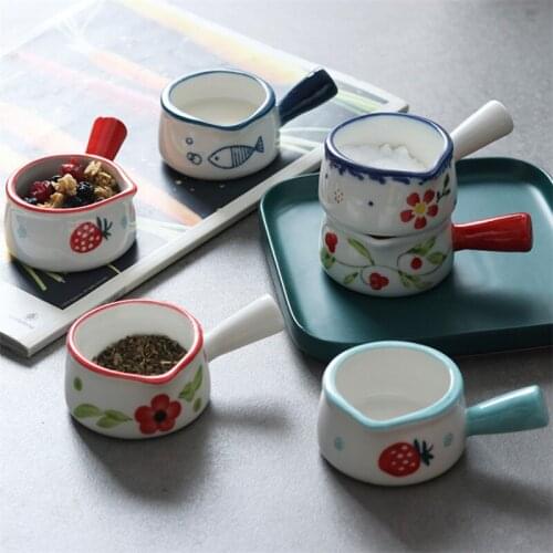 Japanese Ceramic Hand-painted Sauce Milk Jug Coffee Container Portable Milk Pot with Handle Kitchen Cooking Soup Pot Tableware