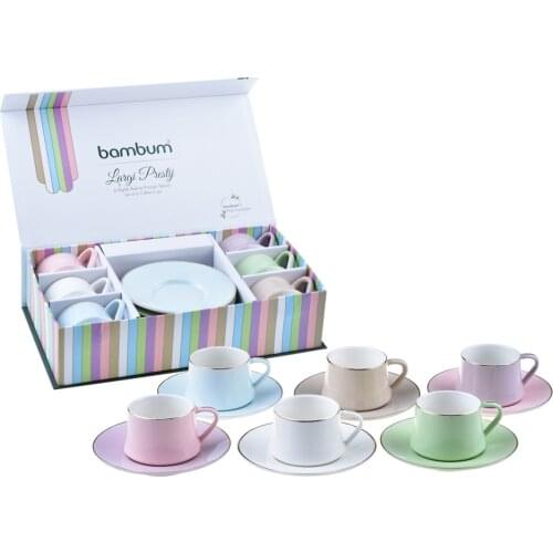 Largi Prestige Set Of 6 Coffee Cups | Porcelain | Home - Kitchen | Made in Turkey | Free Shipping