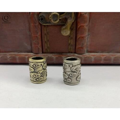 Brass Auspicious clouds Cylinder Knife Beads Vintage Fashion DIY Bracelet EDC Tool Accessories Copper Keychain Lanyard Pendants