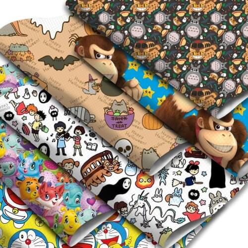 Cartoon Characters Faux Leather Sheets Cat Anime Pattern Printed Synthetic Leather Fabric 20x33cm for DIY Earrings Hair Bows