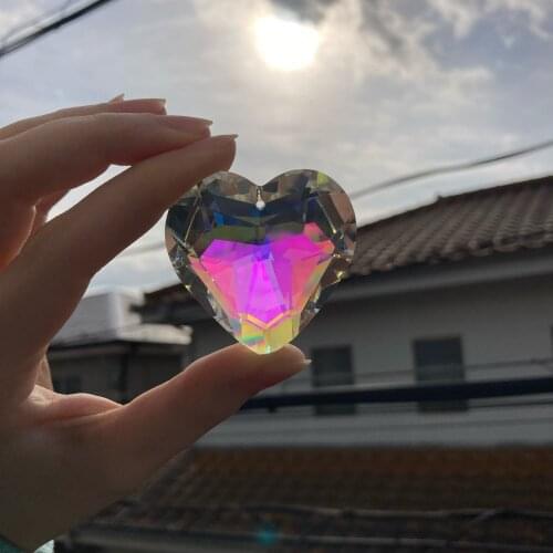Sun Catcher Crystal Peach Heart Prism Pendant Lighting Pendant Sun Catcher Prism Hanging Decoration Rainbow