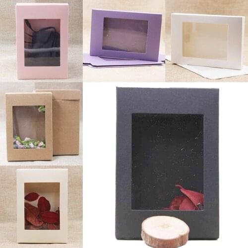 Multi Color Paper Gift Package Display Box With Clear PVC Window Candy Muffin Arts Krafts Display Package Box For Wedding Party