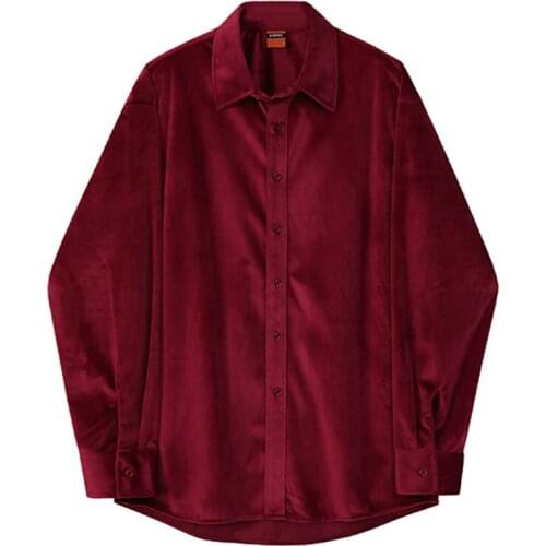 Fashion Streetwear Casual Tops Korean Clothes Male Lapel New Mens Wear Autumn Winter Warm Velvet Shirt Long Sleeve