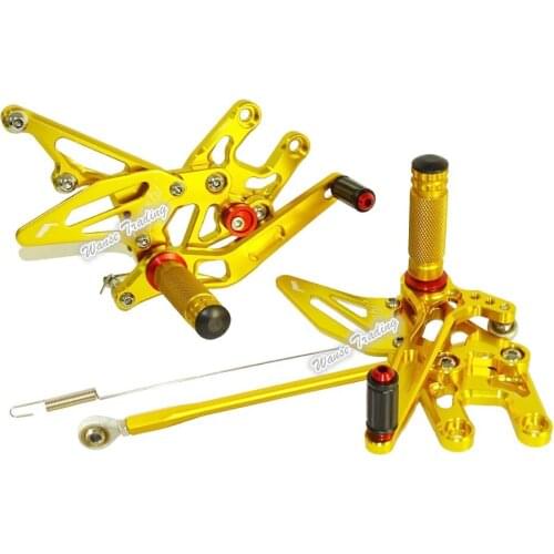 Motorcycle Aluminium Adjustable Rider Rear Sets Rearset Footrest Foot Rest Pegs Gold For Kawasaki Ninja ZX10R ZX-10R 2004 2005