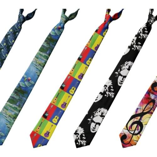 Art Portrait Painting 8cm Men Necktie Classical Oil Painting Casual Slim Polyester Necktie Men Party Wedding Accessories Necktie