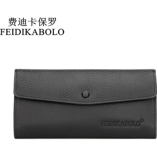 FEIDIKABOLO Famous Brand Men Wallet Male Genuine Leather Purse Mens Long Standard Wallets Carteiras Billeteras Mujer Clutch Bag
