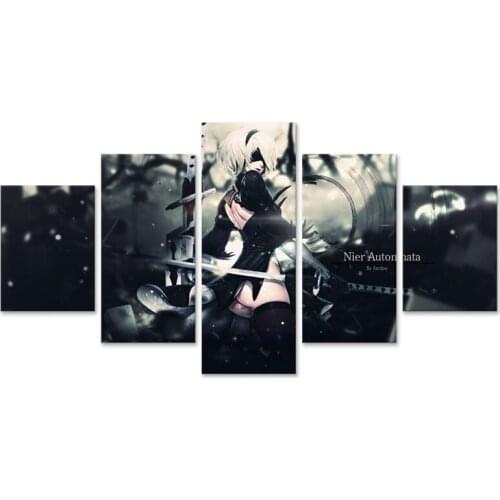 Nier Automata Yonah 2b Canvas Prints Home Decorative Painting 5 Pieces Living Room Wall Art Modular Picture Artwork Poster
