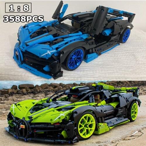 New IN STOCK Bugatti Bolide Model 1:8 MOC Creative LED Light Technology Compatible With 42083 Building Blocks Bricks Toys Gifts
