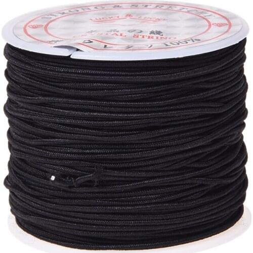 New 1 Roll 24m Long Black Round Elastic Beading Thread Cord 1mm