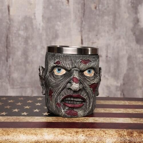 Personalized Skull mug Double Wall Coffee cup Creative Stainless Steel Knight Tankard Dragon Drinking Tea Cup Christmas gift