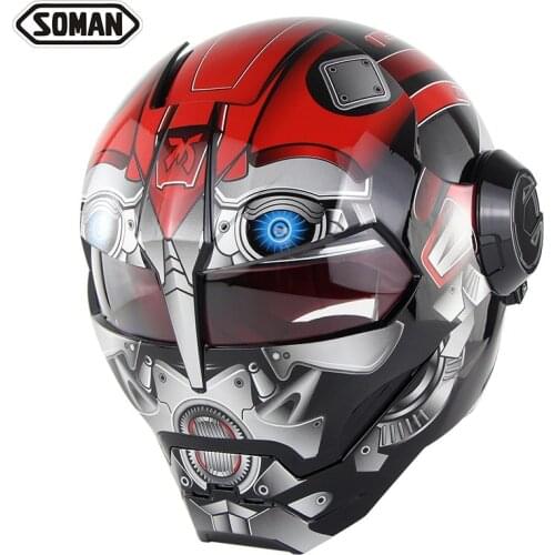 Personalized Motorcycle Helmet Iron Man Full Face Flip Up Helmet Adult Casco Moto Verspa Ironman Skull Capacete 57-62CM