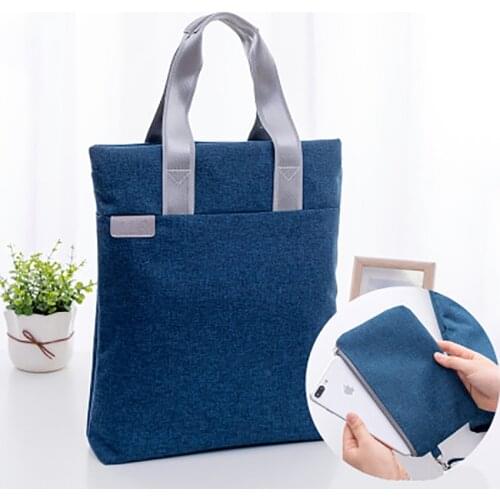 Zipper Briefcase Canvas Vertical Handbag Business Bags Document Paper Storage Bag File Folder Office Supplies Stationery