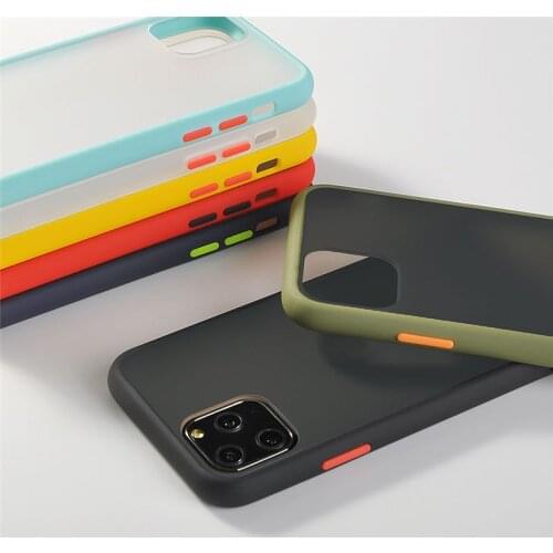 Bumper Shockproof Phone Case For iPhone 12 Mini 12 11 Pro Max XR X XS Max 7 8 Plus Case Soft Candy Color Button Phone Cover