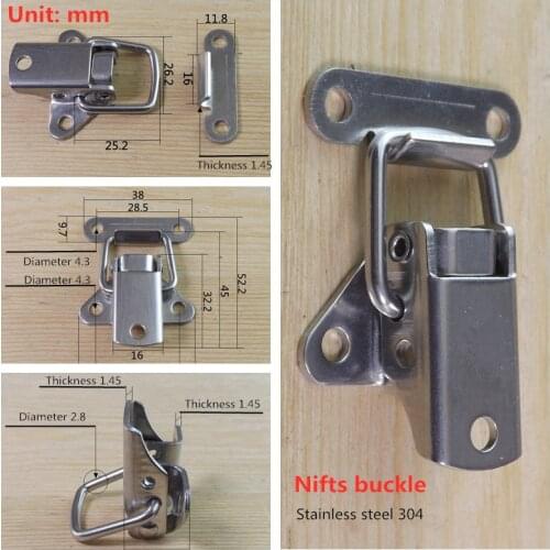 304 Stainless Steel Airplane Buckle Clasp Toggle Hasp Lock Catch Toolbox Lock Industrial Fastener Fittings