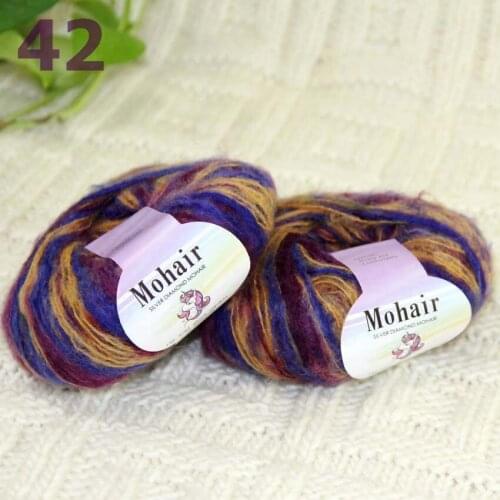 Sale New 2BallsX25g Luxury Soft Mohair Warm Wrap Shawl Hand Knit Crochet Yarn 291-42 Purple Blue Orange Multi