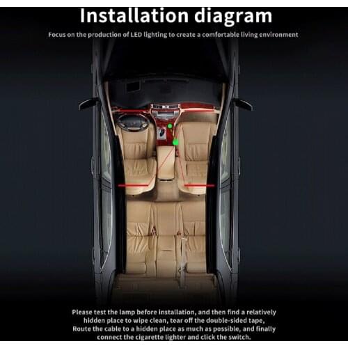 D7YA 12V Multicolor RGB LED Strip Lights Bright LED Lamps with Three Control Modes for Car Decorations