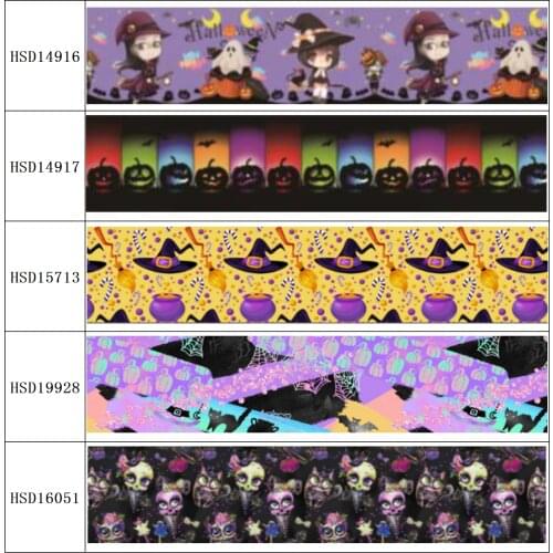 22MM 25MM 38MM 50MM 75mm Printed Pattern Halloween on Grosgrain Ribbon for diy ribbon