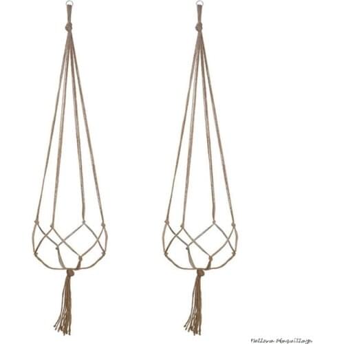 Handmade Macrame Plant Hanger Flower Pot Hanger Hemp Rope Hanging Basket For Wall Decoration Courtyard Home Decor Garden Tools