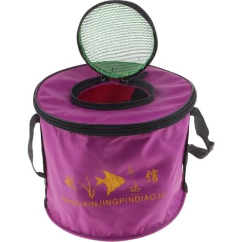 Foldable Fishing Bucket Collapsible Bucket Folding Round Outdoor Camping Canvas Water Carrier Bag with Mesh Cover Size S/L