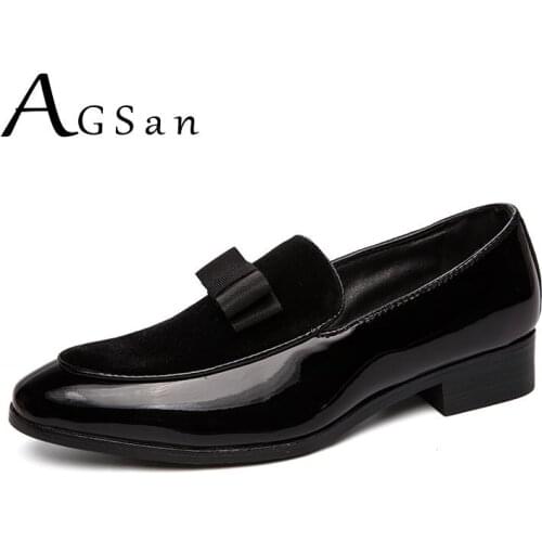 AGSan Men Dress Shoes Designer Party Shoes Blue Mens Oxfords 38-45 Wedding Loafers Shoes Pointed Toe Dress Loafers for Men