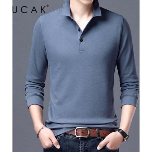 UCAK Brand Solid Color Long Sleeve T Shirt Men Clothes Spring Autumn New Arrivals Pure Cotton Streetwear T-Shirt Clothing U5395